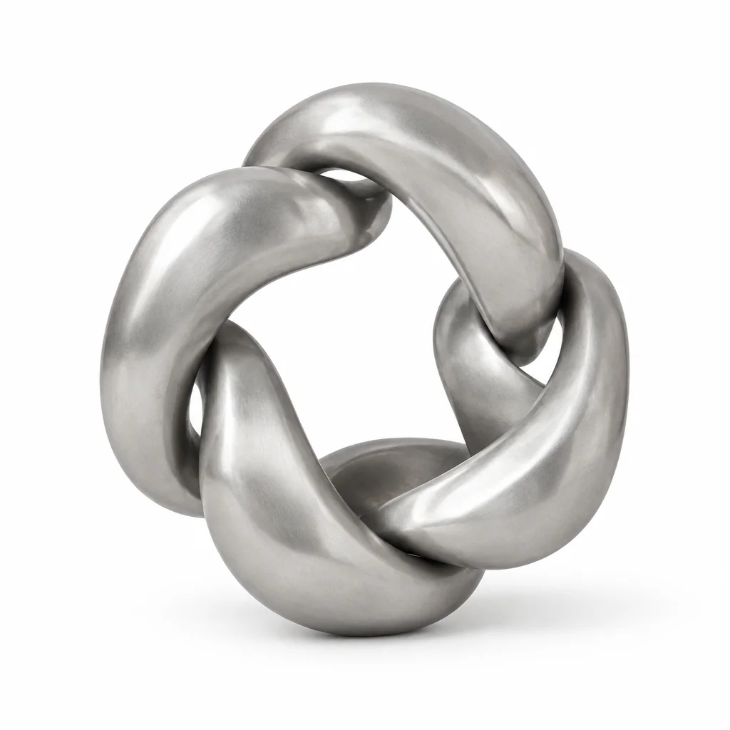 Ilustración conceptual de formas de plata entrelazadas